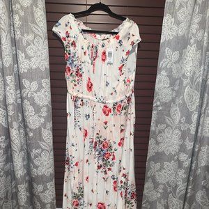 white floral maxi dress plus size